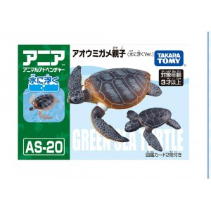 全新有包裝紙盒探索動物系列海洋系列Marine Animal TAKARA TOMY Ania Figure AS-20 Sea Turtle海龜母子可水浮